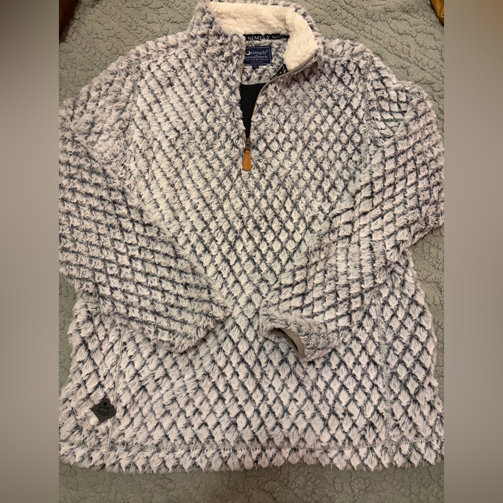 Simply Southern Gray and White Fleece Jacket